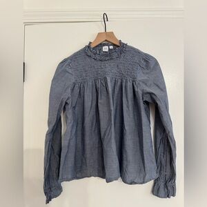 GAP Women's Blue Smocked Blouse